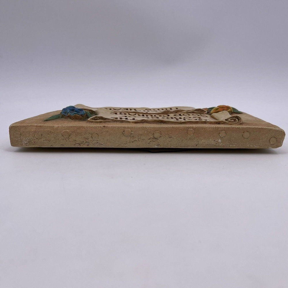 Scroll Heavy Plaque Wait on the Lord Psalm 27:14 H.A. Larsen 1946 Chalk Plaster - Picture 9 of 12